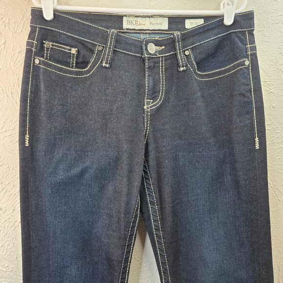 BKE Payton Straight Jeans High Waisted Dark Blue Casual Western Denim Sz 29 Long - Picture 3 of 11